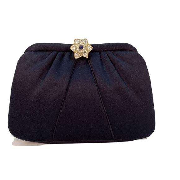 navy satin clutch